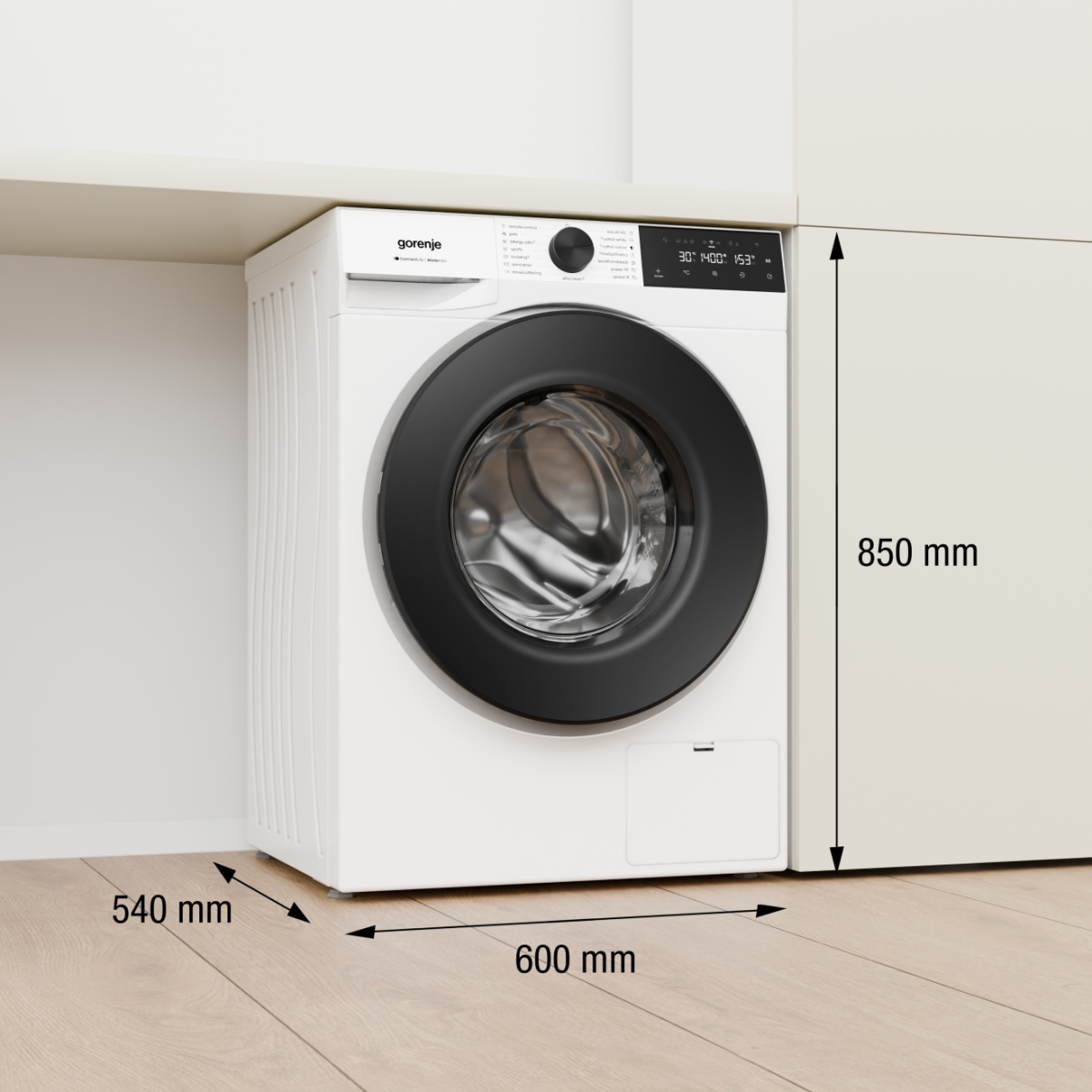 Gorenje WG484A31 elöltöltős mosógép, 8 kg, 1400 fordulat, gőz, Wifi, 60x54x85 cm