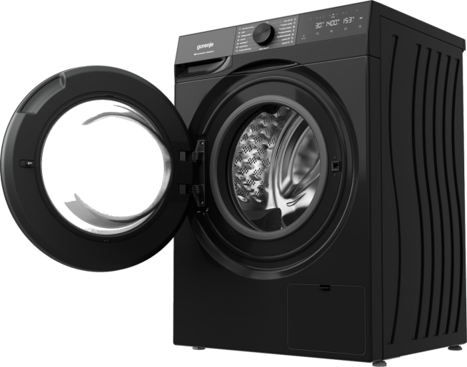 Gorenje WG484A31B elöltöltős mosógép, 8 kg, gőz, Wifi, 60x54x85 cm, fekete szín 
