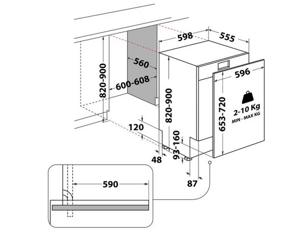 Whirlpool WH2IFC14BN6 teljesen beépíthető mosogatógép, 14 teríték, 3 kosár, automatikus ajtónyitás, 59.8x55.5x82 cm