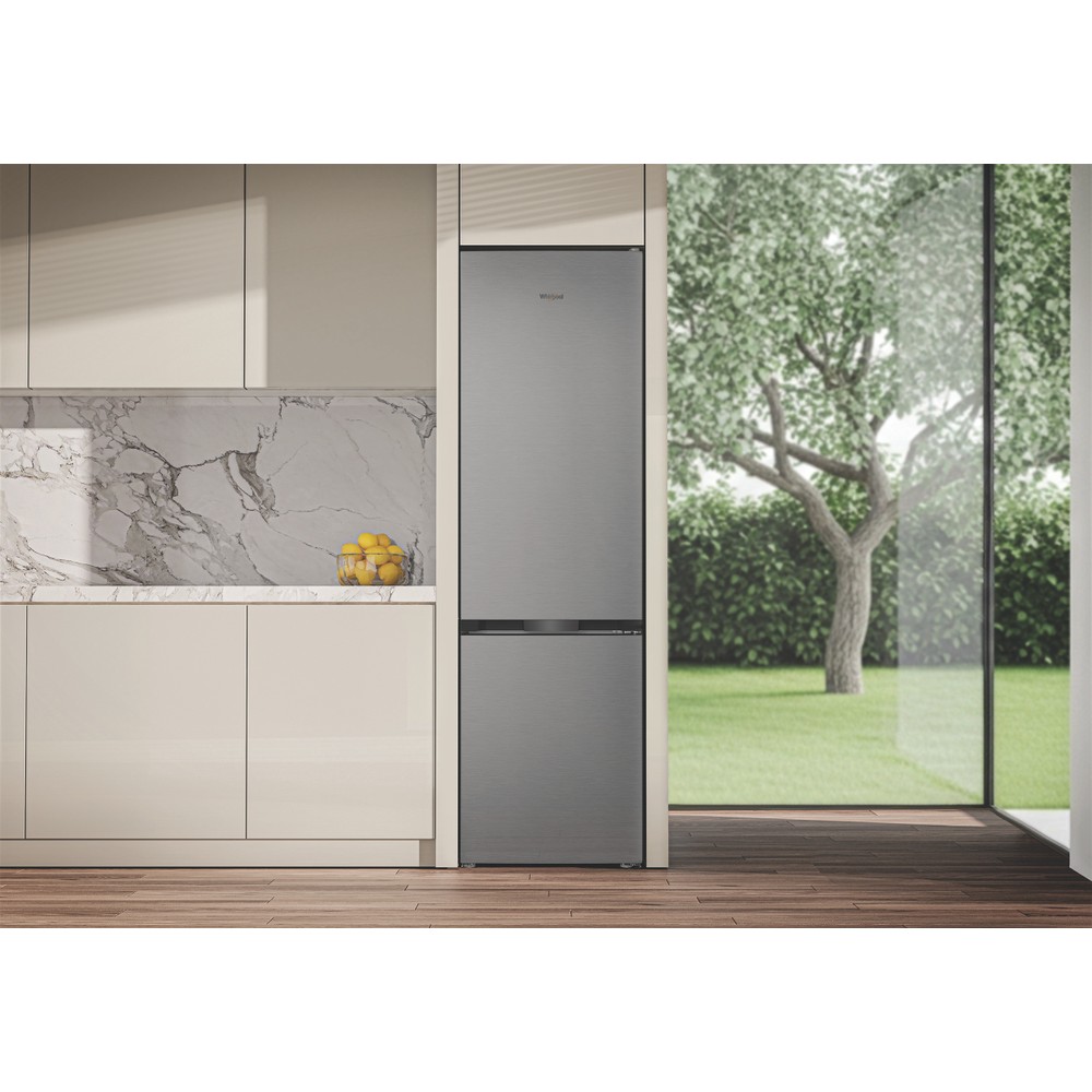 Whirlpool WHK 22412 X5EA Total No Frost alulfagyasztós kombinált hűtőszekrény, 297/118L, 59.5x67.3x203.5 cm, inox szín