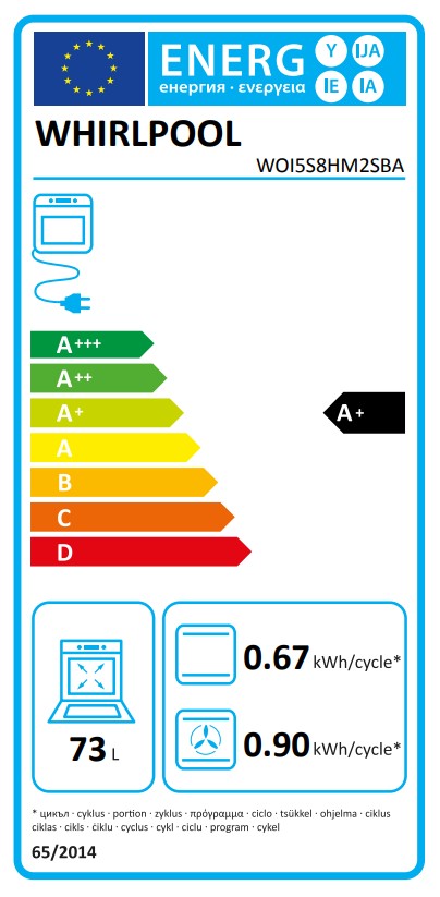 Whirlpool WOI5S8HM2SBA beépíthető sütő, 73L, 6. Érzék technológia előre beállított receptek, 59.5x56.4x59.7 cm, fekete szín 