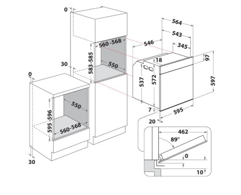 Whirlpool WOI5S8HM2SBA beépíthető sütő, 73L, 6. Érzék technológia előre beállított receptek, 59.5x56.4x59.7 cm, fekete szín 