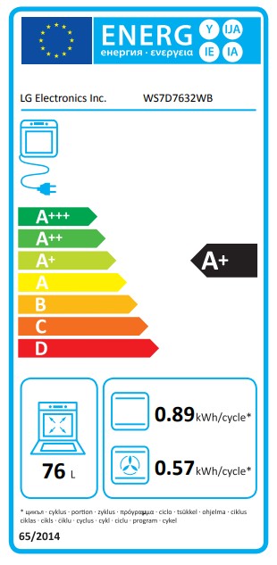 LG WS7D7632WB beépíthető sütő, 76L, 59.2x56.9x59.4 cm, fekete inox szín 