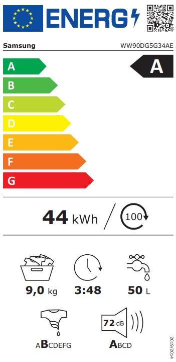 Samsung WW90DG5G34AELE elöltöltős mosógép, 9 kg, inverter motor, 60x48x85 cm