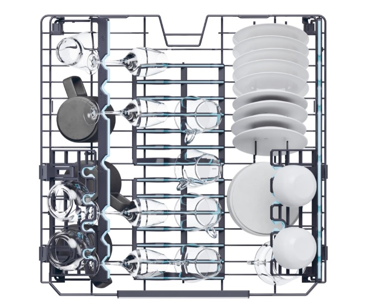 Haier XF 4A4M4PB mosogatógép, 14 teríték, inverter motor, 3 kosár, Wifi, automatikus ajtónyitás, 59.7x59.8x85 cm, fekete szín