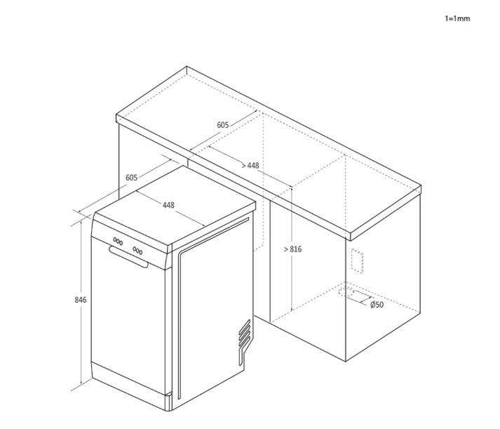 Haier XF1C3TB1FX mosogatógép, 11 teríték, Wifi, inverter motor, 3 kosár, automatikus ajtónyitás, 44.8x60.5x84.6 cm, inox
