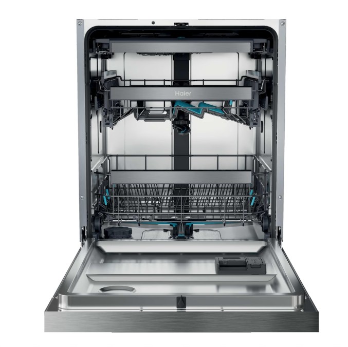 Haier XH 4A4F4X kezelőpaneles beépíthető mosogatógép, 14 teríték, 3 kosár, automatikus ajtónyitás, inverter motor, Wifi, 59.7x57.2x84.8 cm, inox szín