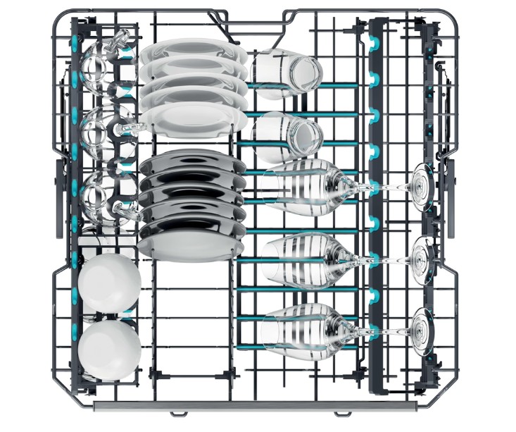 Haier XH 4A4F4X kezelőpaneles beépíthető mosogatógép, 14 teríték, 3 kosár, automatikus ajtónyitás, inverter motor, Wifi, 59.7x57.2x84.8 cm, inox szín