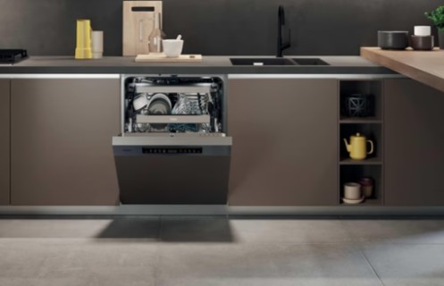 Haier XH 4A4F4X kezelőpaneles beépíthető mosogatógép, 14 teríték, 3 kosár, automatikus ajtónyitás, inverter motor, Wifi, 59.7x57.2x84.8 cm, inox szín