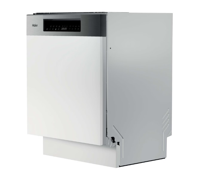 Haier XH 4A4F4X kezelőpaneles beépíthető mosogatógép, 14 teríték, 3 kosár, automatikus ajtónyitás, inverter motor, Wifi, 59.7x57.2x84.8 cm, inox szín