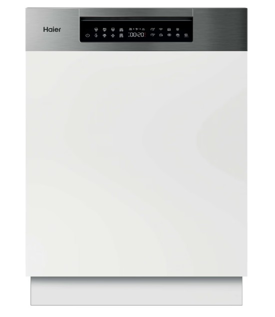Haier XH 4A4F4X kezelőpaneles beépíthető mosogatógép, 14 teríték, 3 kosár, automatikus ajtónyitás, inverter motor, Wifi, 59.7x57.2x84.8 cm, inox szín