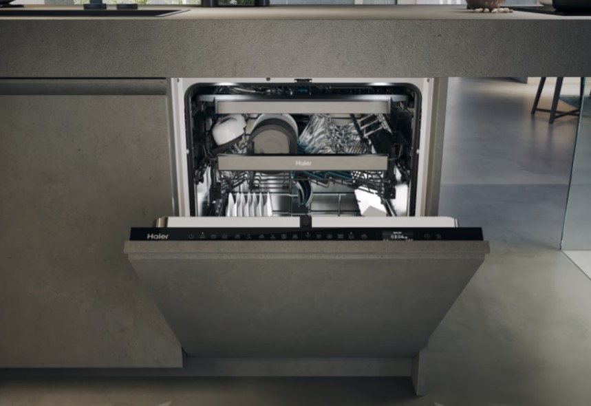 Haier XS 63A4M4B teljesen beépíthető mosogatógép 16 teríték, Wifi, 3 kosár, automatikus ajtónyitás, 59.7x55.5x81.8 cm
