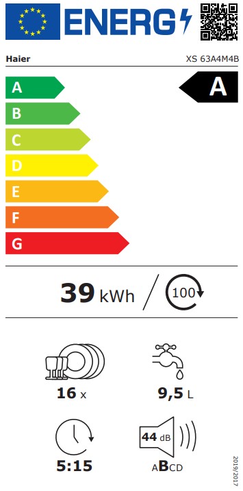 Haier XS 63A4M4B teljesen beépíthető mosogatógép 16 teríték, Wifi, 3 kosár, automatikus ajtónyitás, 59.7x55.5x81.8 cm
