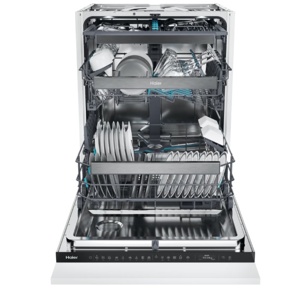 Haier XS 63A4M4B teljesen beépíthető mosogatógép 16 teríték, Wifi, 3 kosár, automatikus ajtónyitás, 59.7x55.5x81.8 cm