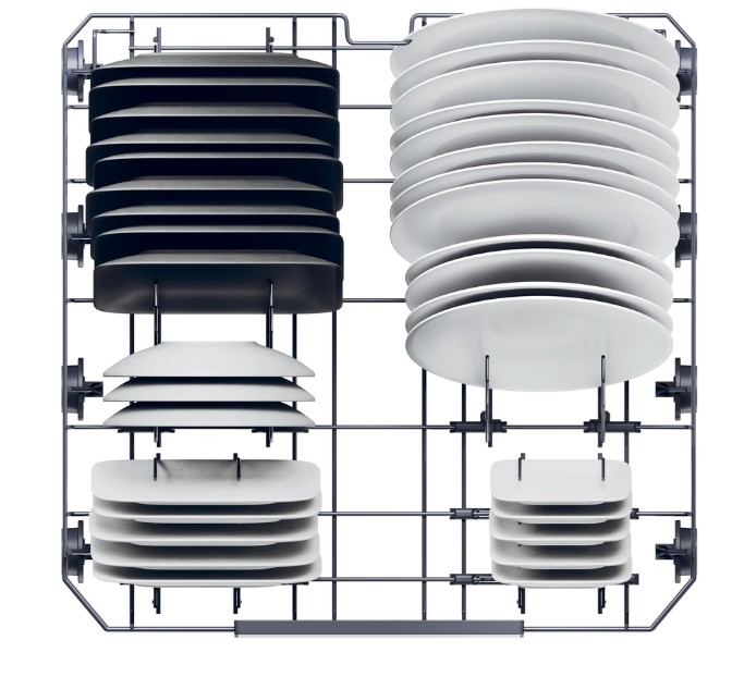 Haier XU 4A4M4PSX pult alá építhető kezelőpaneles mosogatógép,  inox gyári előlappal, 14 teríték, Wifi, inverter motor, 3 kosár, automatikus ajtónyitás, 59.7x55.5x81.8 cm