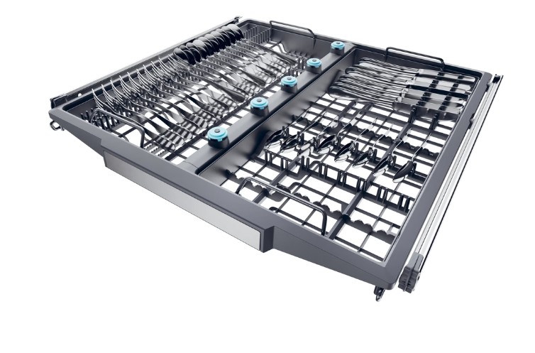 Haier XU 4A4M4PSX pult alá építhető kezelőpaneles mosogatógép,  inox gyári előlappal, 14 teríték, Wifi, inverter motor, 3 kosár, automatikus ajtónyitás, 59.7x55.5x81.8 cm