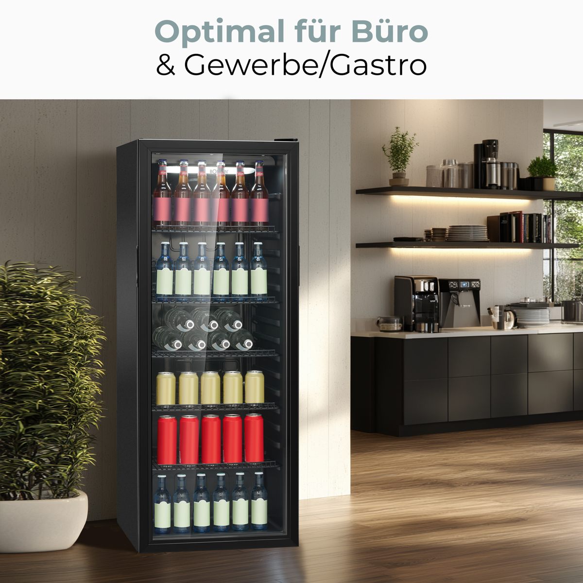 Bomann KSG7292 fehér üvegajtós italhűtő, 236L, 55x55x143 cm