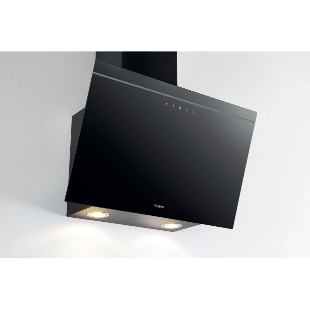 Whirlpool AKR 62F LT K beépíthető falra szerelhető döntött kürtös konyhai elszívó, 59.8x32.6x36 cm, fekete szín 