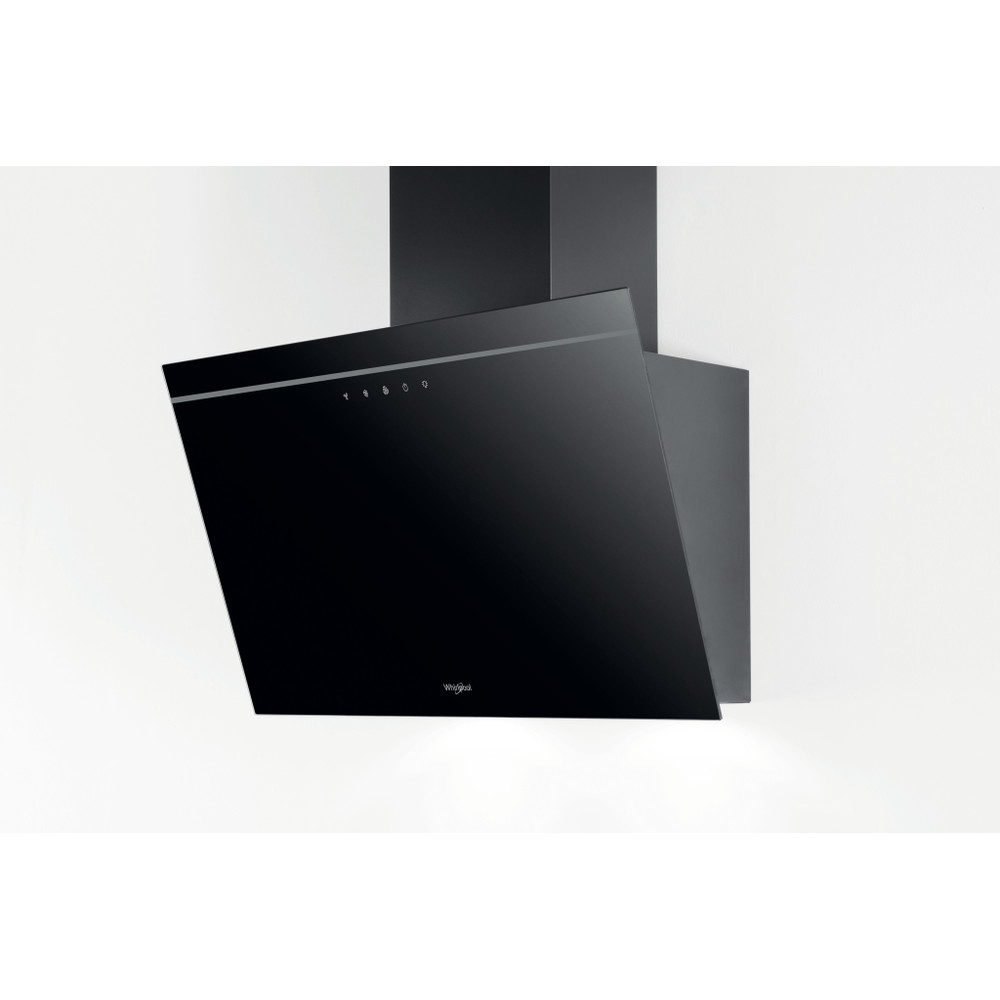 Whirlpool AKR 62F LT K beépíthető falra szerelhető döntött kürtös konyhai elszívó, 59.8x32.6x36 cm, fekete szín 