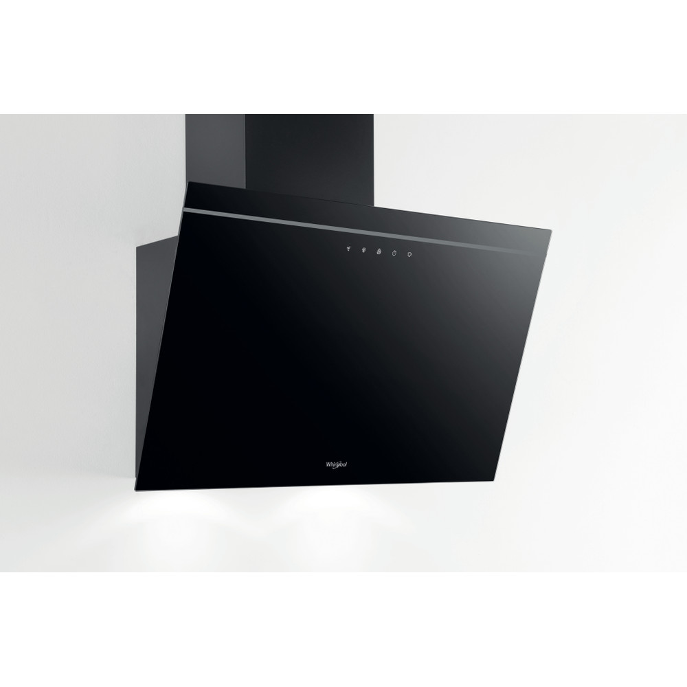 Whirlpool AKR 62F LT K beépíthető falra szerelhető döntött kürtös konyhai elszívó, 59.8x32.6x36 cm, fekete szín 