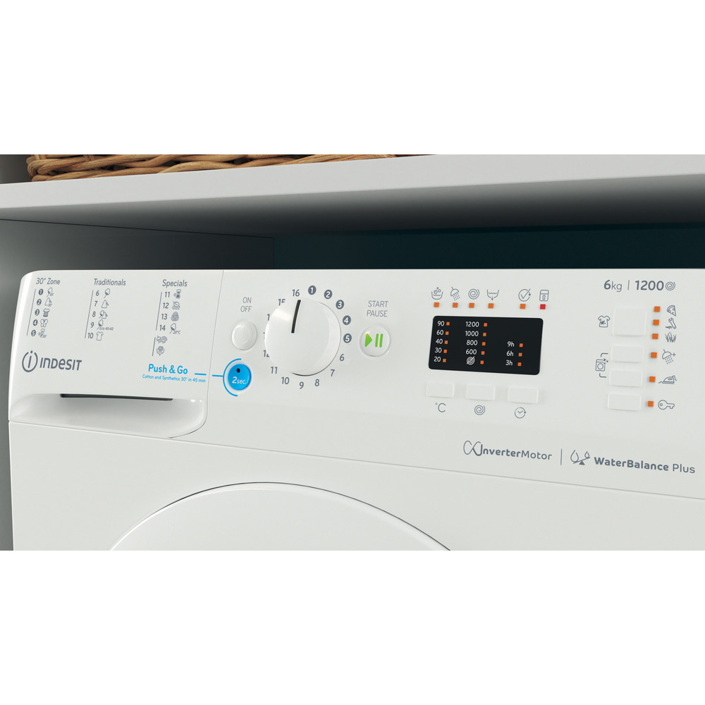 Indesit BWSA 61294 W EU N elöltöltős mosógép, 6 kg, inverter motor, 59.5x42.5x85 cm
