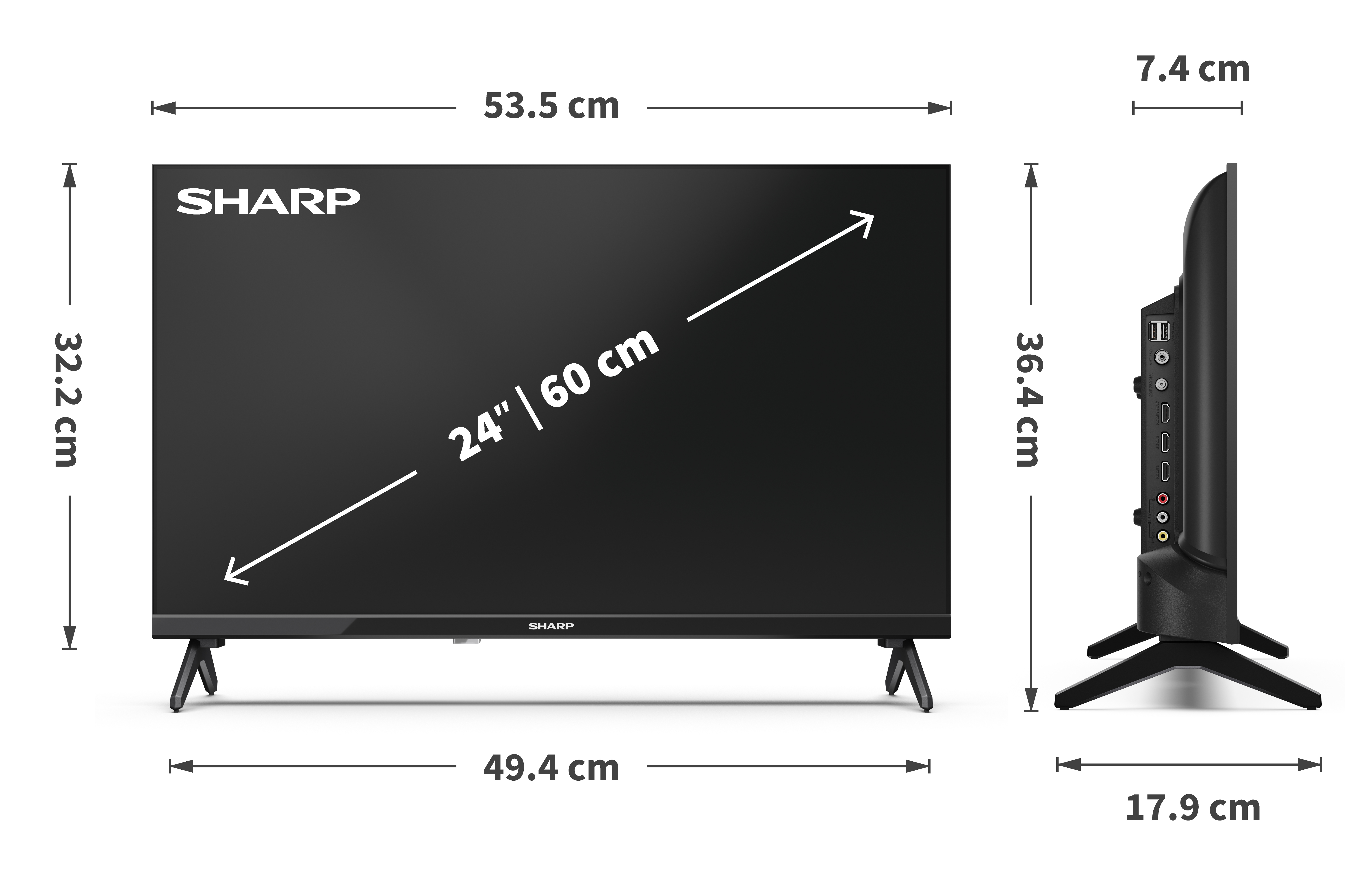 Sharp 24HA1205E HD Ready LED TV, 24", 60.96 cm 