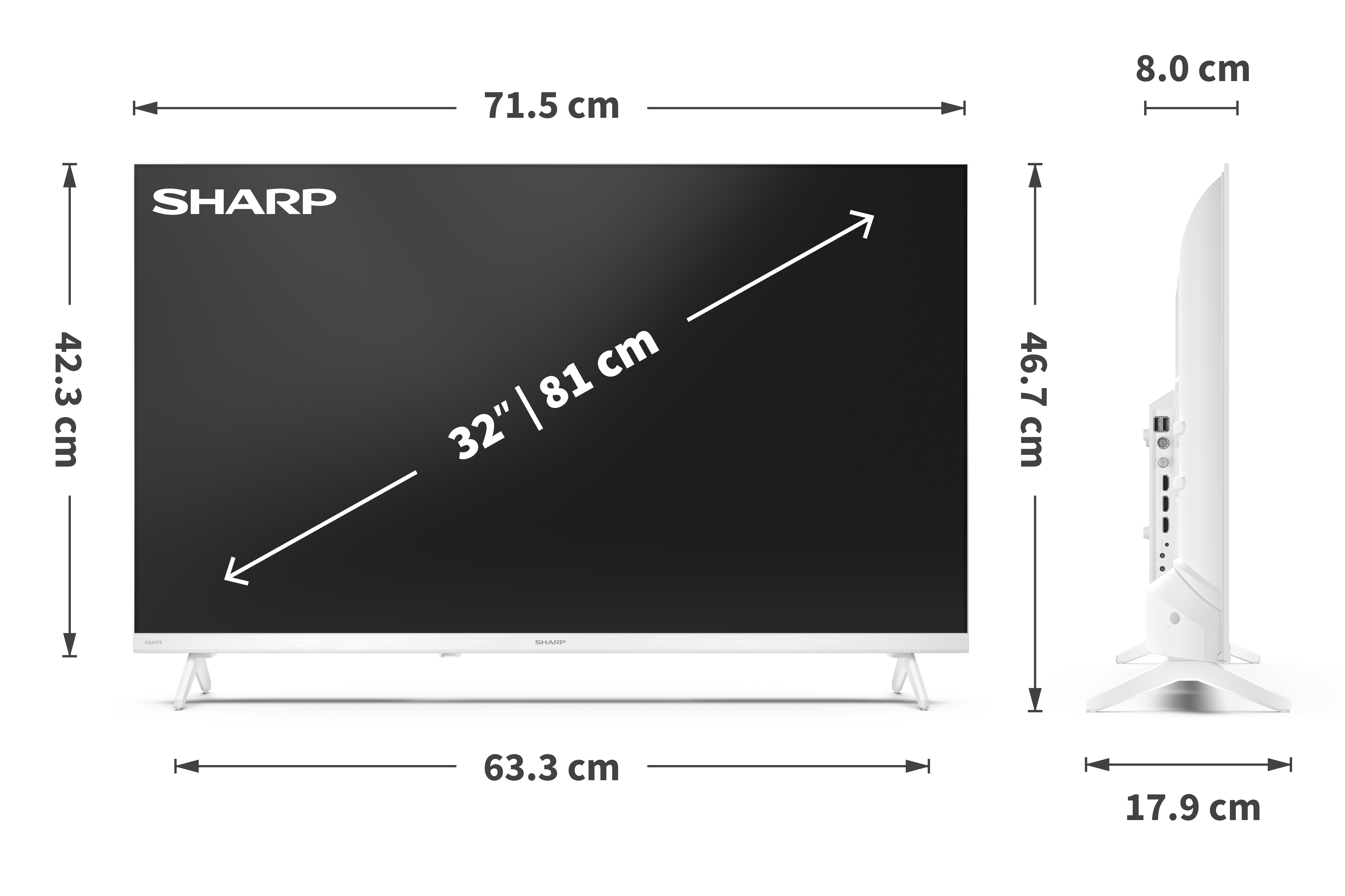 Sharp 32HF2265EW HD Ready Smart LED TV, 32", 81.28 cm 