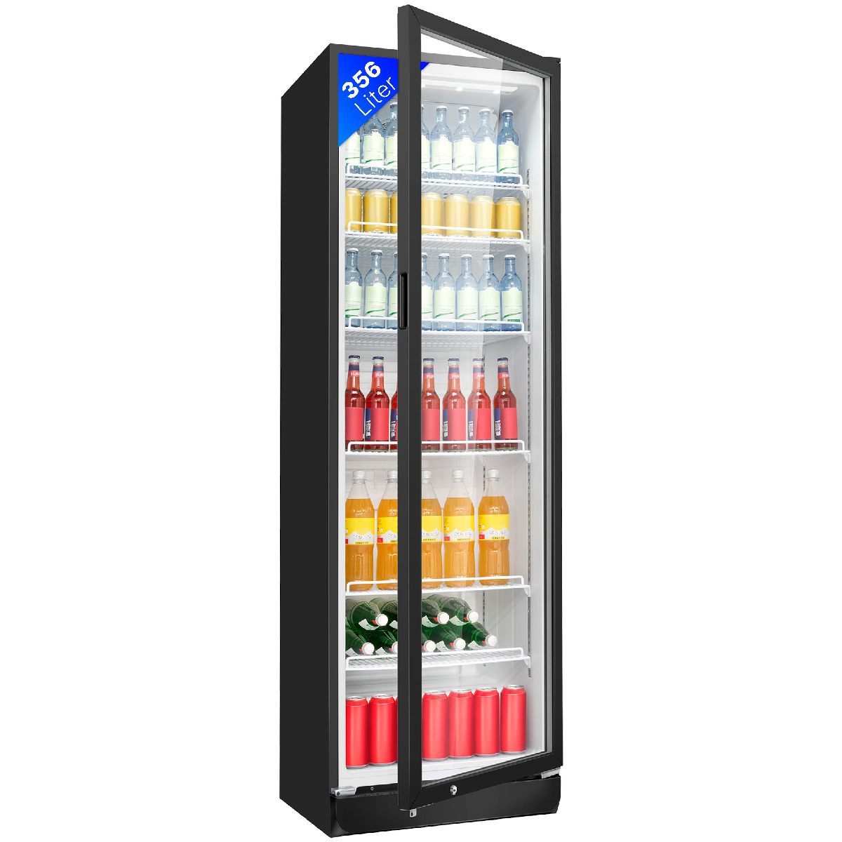 Bomann KSG 7351 üvegajtós italhűtő, 356L, 59.5x57x194.5 cm, fekete szín