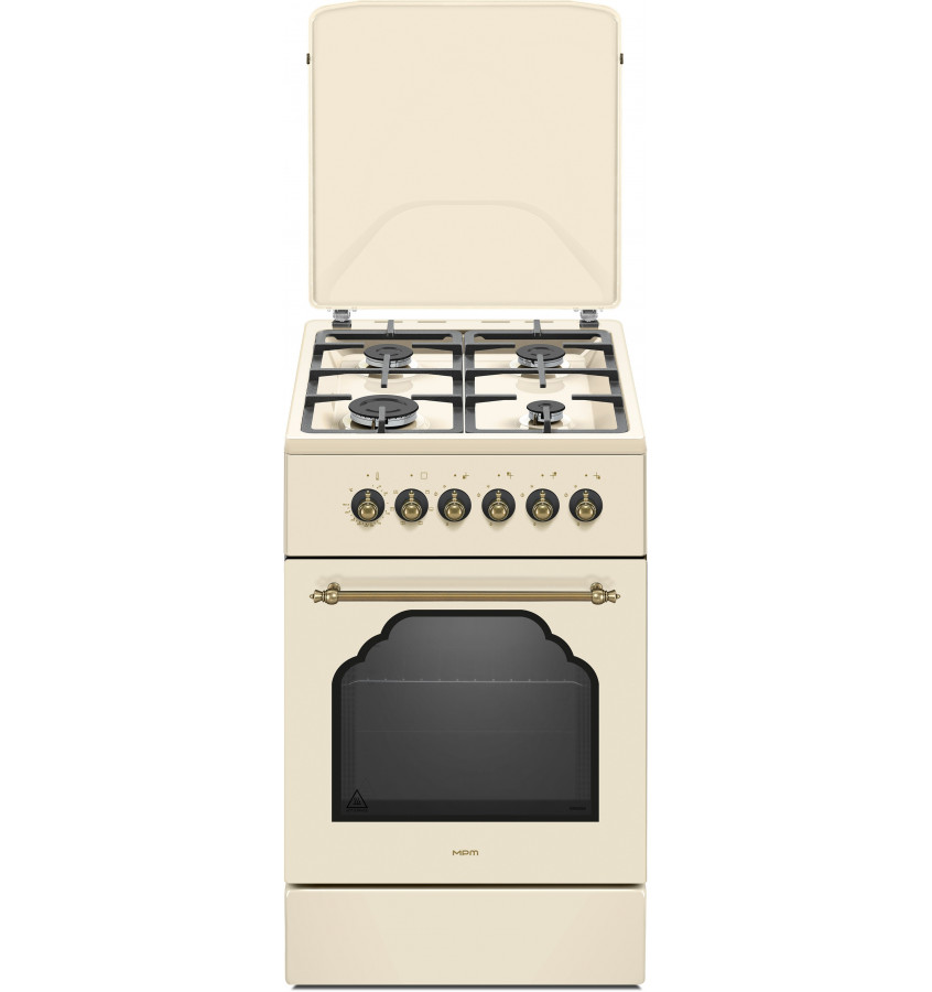 MPM MPM-56-KRM-14 kombinált tűzhely, 58L, 60x60x85 cm, bézs szín 