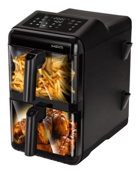 MPM MPM-MFR-13 forrólevegős sütő, Air Fryer, 12L, fekete szín 