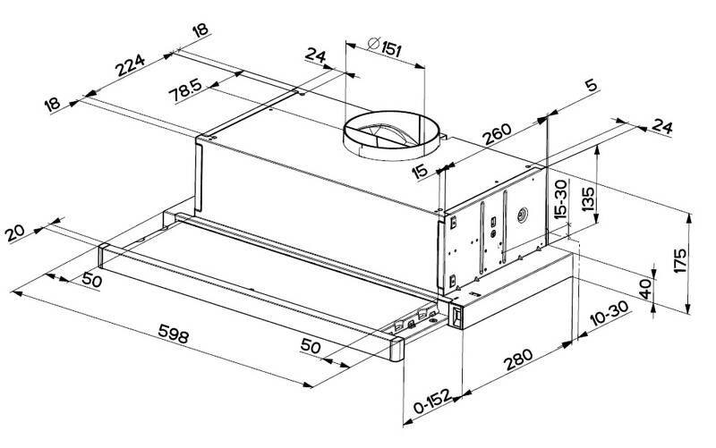 Faber Flexa NG BK A60 fekete beépíthető kihúzható konyhai elszívó, 60cm, 2xLED világítás 315.0750.509