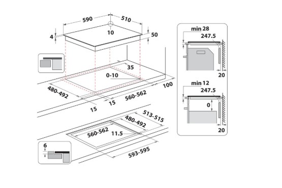 Whirlpool WB S2560 NE BM beépíthető indukciós kerámialap, 59x51x5 cm, fekete szín 