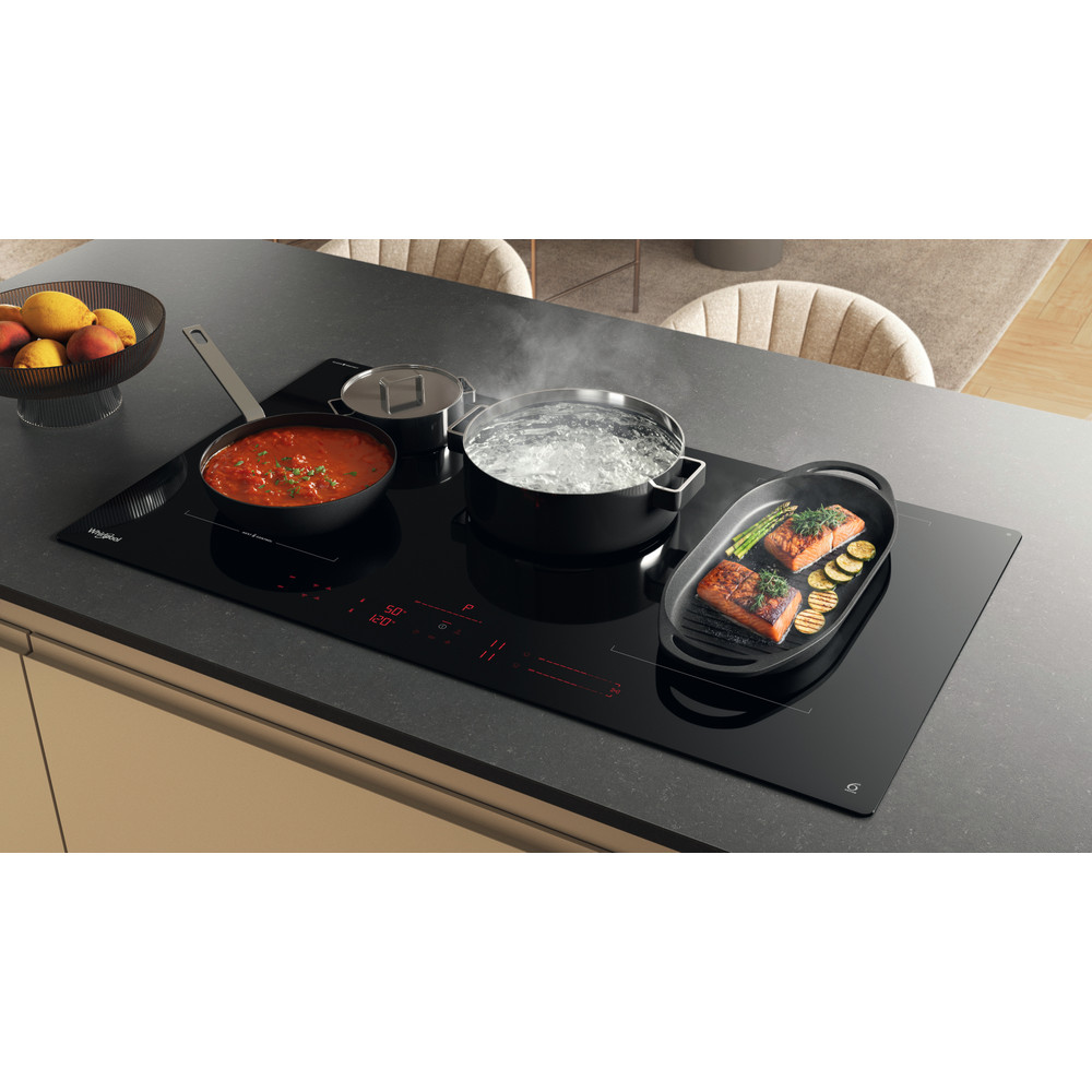 Whirlpool WEX9024DCFF beépíthető indukciós kerámialap, 100x57x5.4 cm, fekete szín
