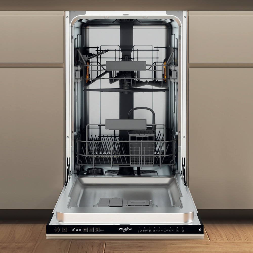 Whirlpool WH2IC10BS7LA0 teljesen beépíthető mosogatógép, automatikus ajtónyitás, 10 teríték, 44.8x55.5x82 cm