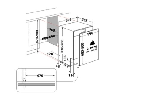 Whirlpool WH4IFB14BN6S teljesen beépíthető mosogatógép, 14 teríték, 3 kosár, 59.8x55.5x82 cm