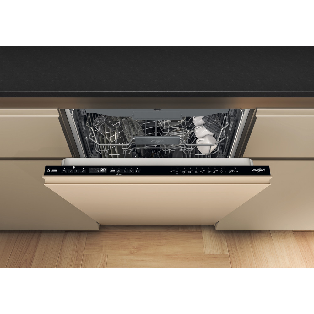 Whirlpool WH6IC16B4M6T0 teljesen beépíthető mosogatógép, 3 kosár, automatikus ajtónyitás, 16 teríték, 59.8x55.5x82 cm