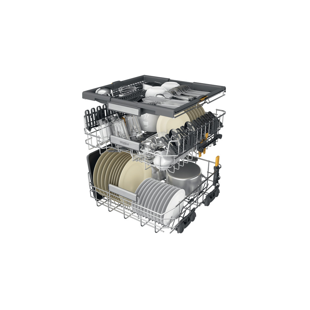 Whirlpool WH7IA115B2M3TUS0 teljesen beépíthető mosogatógép, 15 teríték, automatikus ajtónyitás, 3 kosár, 59.8x55.5x82 cm