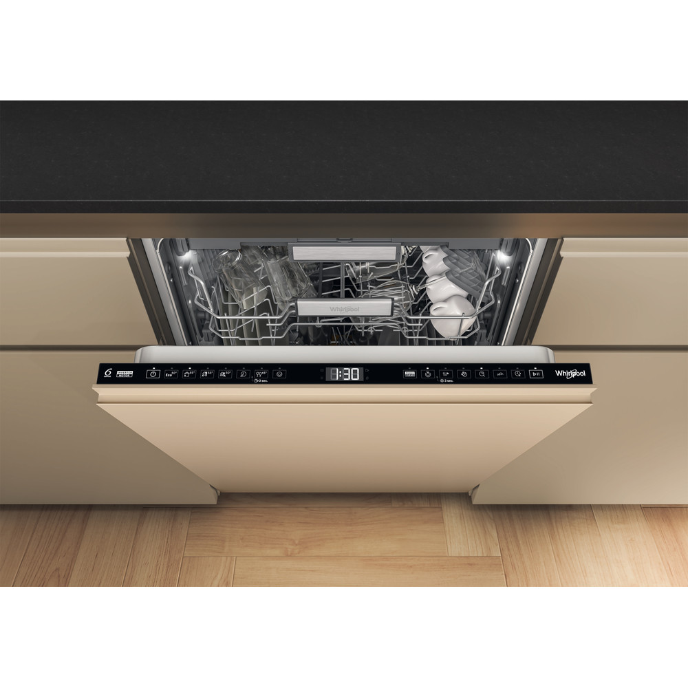 Whirlpool WH7IA115B2M3TUS0 teljesen beépíthető mosogatógép, 15 teríték, automatikus ajtónyitás, 3 kosár, 59.8x55.5x82 cm