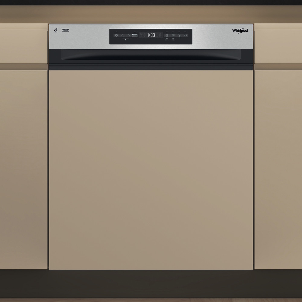 Whirlpool WH7PA15AM60 beépíthető kezelőpaneles mosogatógép, 15 teríték, automatikus ajtónyitás, 59.8x55.5x82 cm, inox szín 