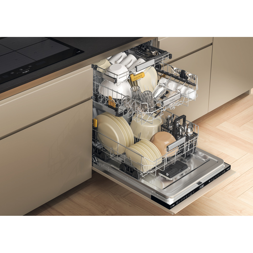 Whirlpool WH8IA15AM3TUS0 teljesen beépíthető mosogatógép, 3 kosár, automatikus ajtónyitás, 15 teríték, 59.8x55.5x82 cm