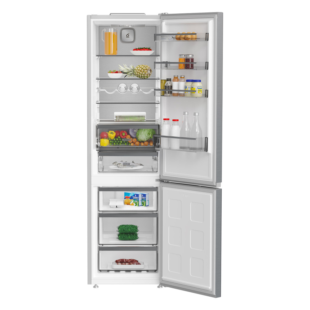 Whirlpool WHK 25404 XP8E Total No Frost alulfagyasztós kombinált hűtőszekrény, 249/106L, Zen Inverter kompresszor, 59.5x66.3x203.5 cm, új ezüst szín