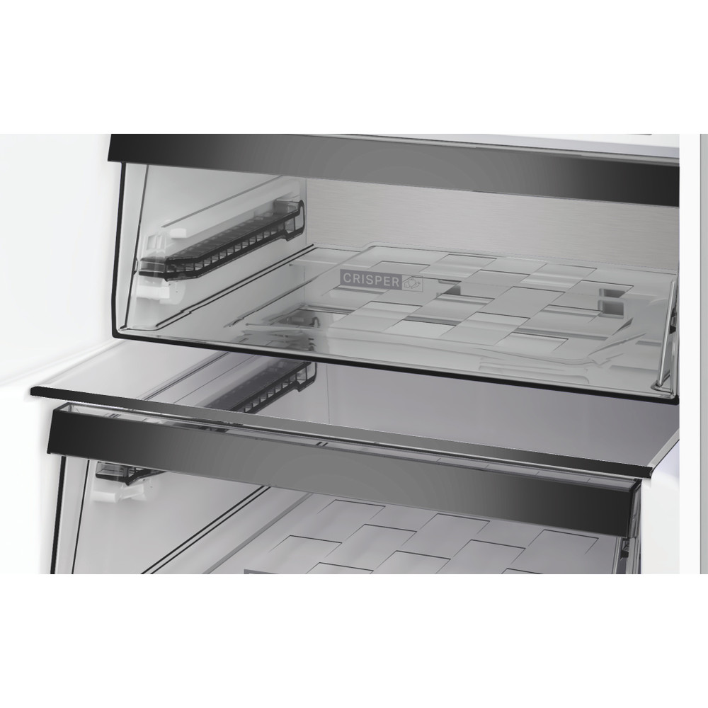 Whirlpool WHK 25404 XP8E Total No Frost alulfagyasztós kombinált hűtőszekrény, 249/106L, Zen Inverter kompresszor, 59.5x66.3x203.5 cm, új ezüst szín