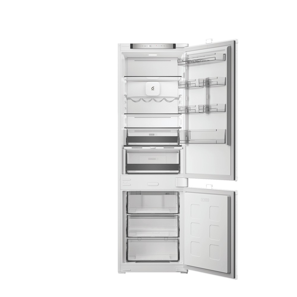 Whirlpool WHK2 5292 B4E Total No Frost beépíthető alulfagyasztós kombinált hűtőszekrény, 194/76L, Zen Inverter Kompresszor, 54x55x177.5 cm, cink fém szín 