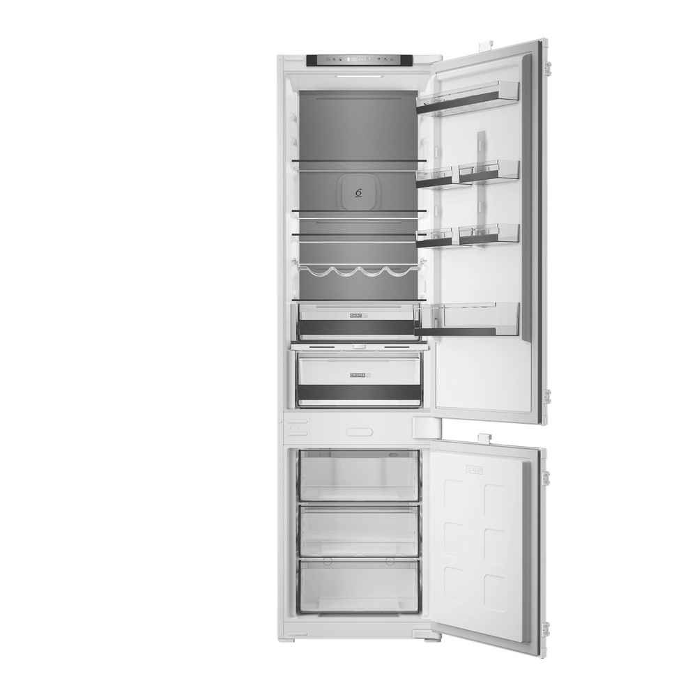 Whirlpool WHK2 5323 B5E1 Total No Frost beépíthető alulfagyasztós kombinált hűtőszekrény, 224/76L, Zen Inverter Kompresszor, 54x55x193.5 cm, cink fém szín 