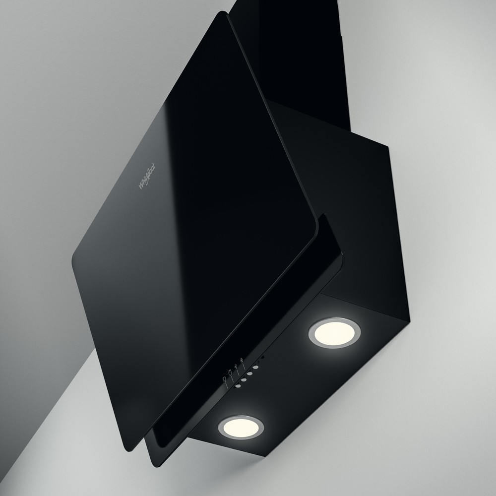Whirlpool WHVP 65F LM K beépíthető falra szerelhető döntött kürtös konyhai elszívó, 59.8x32.6x36 cm, fekete szín 