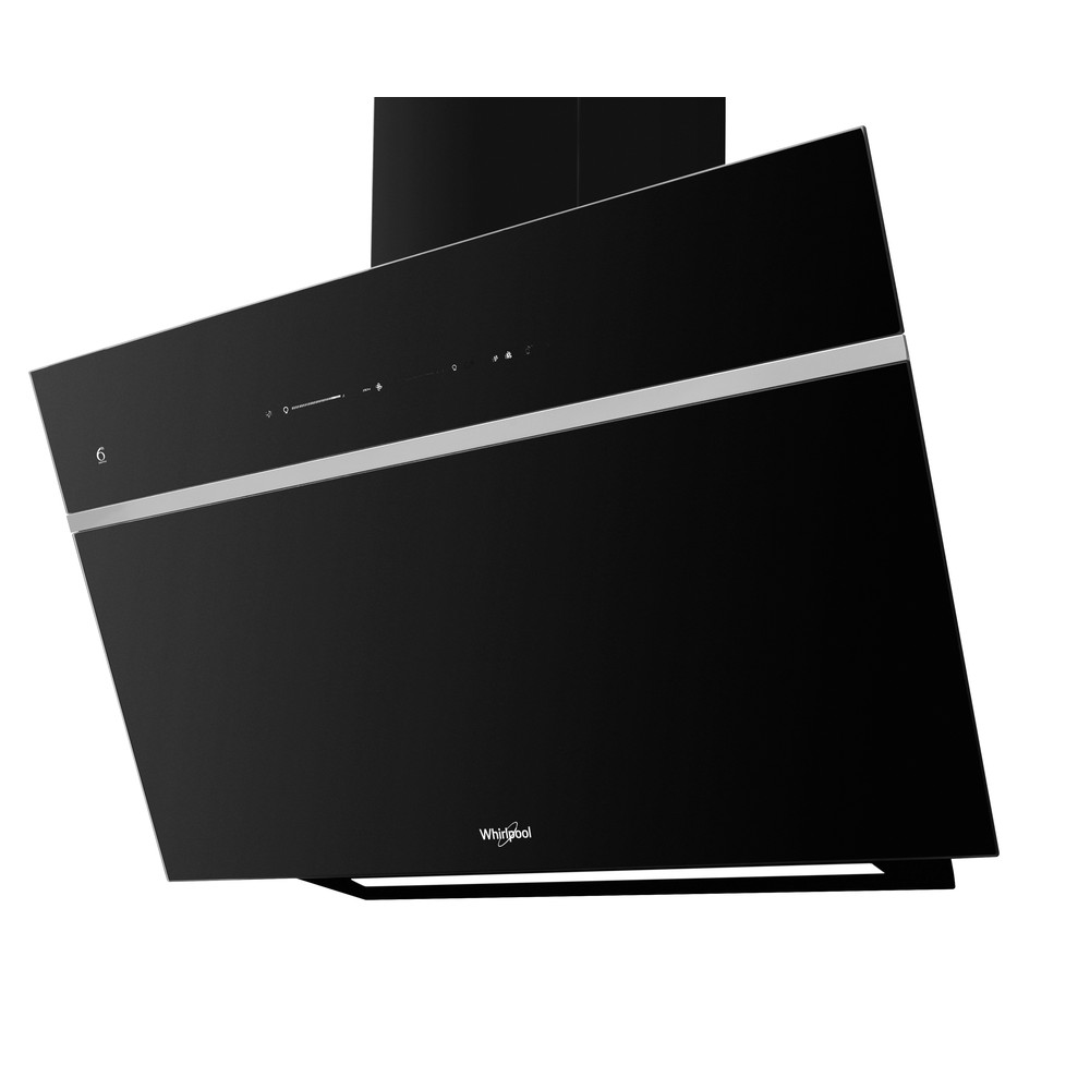 Whirlpool WHVS 90F LT C K beépíthető falra szerelhető döntött kürtös konyhai elszívó, 50.4x37x89.8 cm, fekete szín 