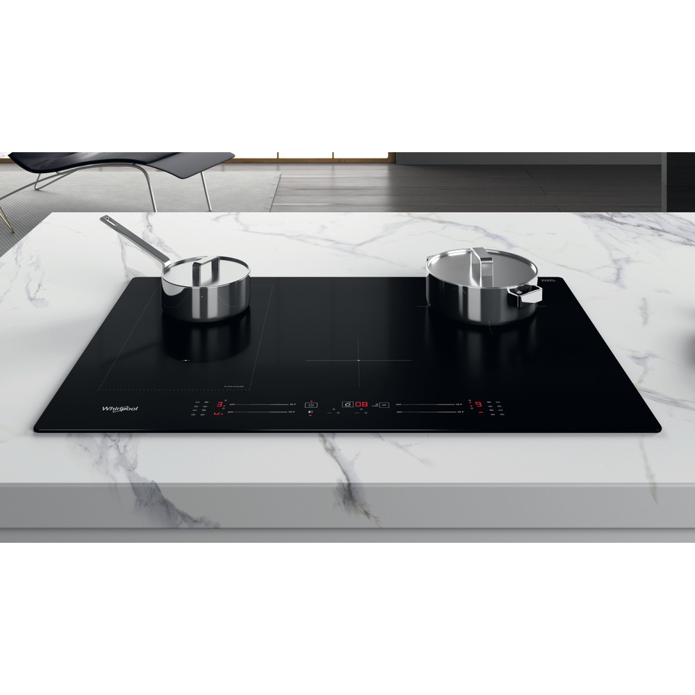 Whirlpool WL S3777 NE beépíthető indukciós kerámialap, 77x51x5.4 cm, fekete szín 