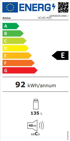 Amica UC162.4(E) pult alá építhető hűtőszekrény,135L