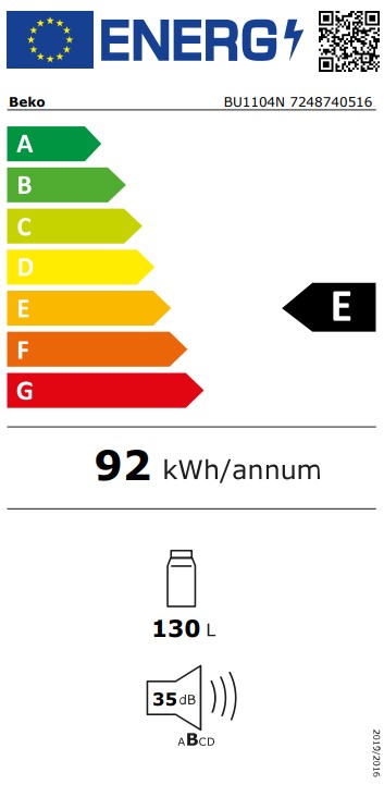 Beko BU1104N pult alá építhető hűtőszekrény,82x59.5x54.5cm,130L