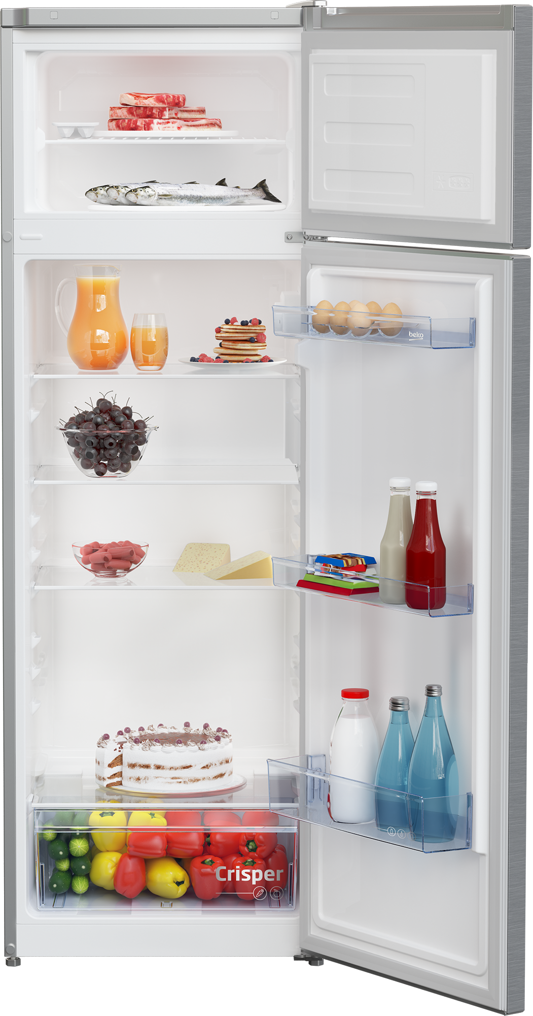 Beko RDSA280K40SN felülfagyasztós kombinált hűtőszekrény, 204/46L, 54x57.4x160.6 cm, ezüst